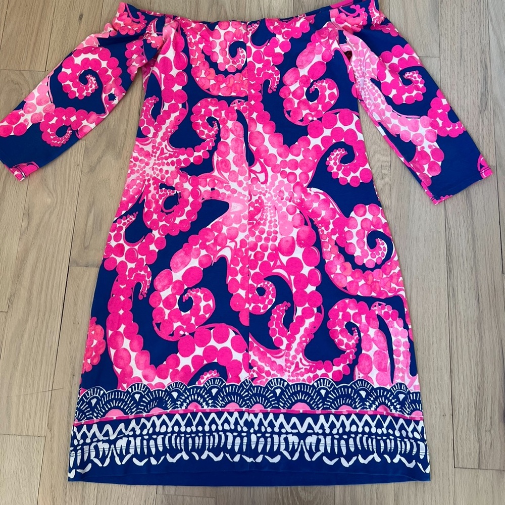 Lilly Pulitzer Laurana Dress Ikat Blue Mocean Sz S